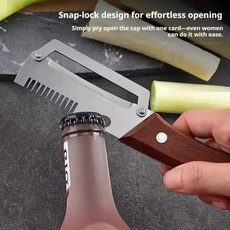 3-In-1 Stainless Steel Vegetable Peeler With Bottle Opener Onion Slicer Shredder Multi-functional Kitchen Tools 19cm 1PCS