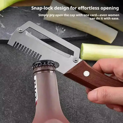 3-In-1 Stainless Steel Vegetable Peeler With Bottle Opener Onion Slicer Shredder Multi-functional Kitchen Tools 19cm 1PCS