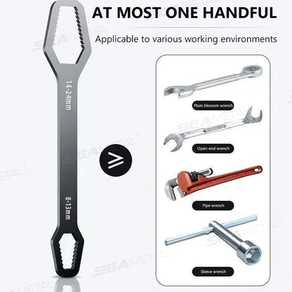SEAMETAL 3-17mm 8-24mm Universal Torx Wrench Self-tightening Adjustable Glasses Wrench Board Double-head Torx Spanner Hand Tools