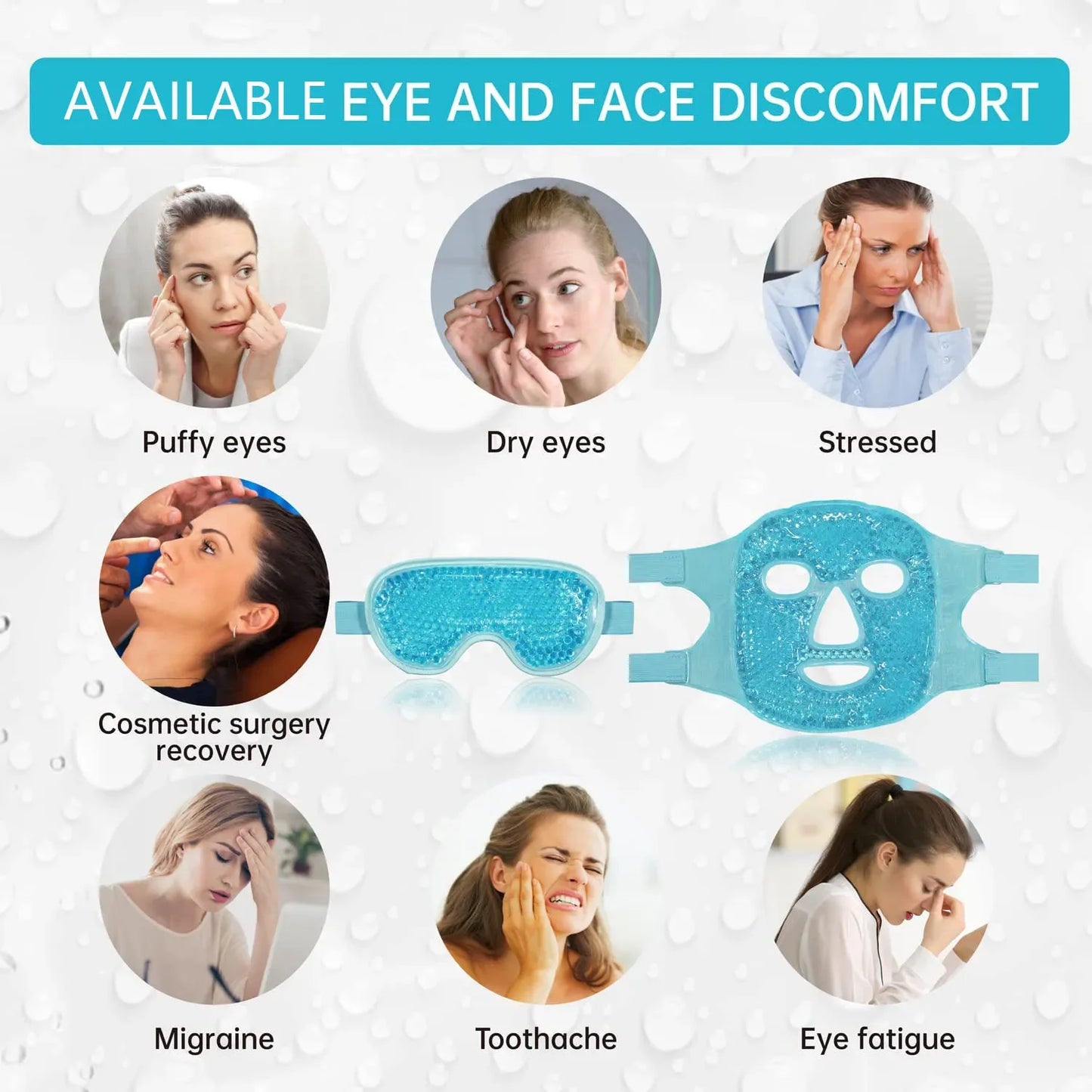 Gel Cooling Ice Face Eye Mask Facial Mask Hot Cold Compress Pack Gel Beads Cold Face Eye Mask Ice Pack,Compress Sleeping FaceSPA