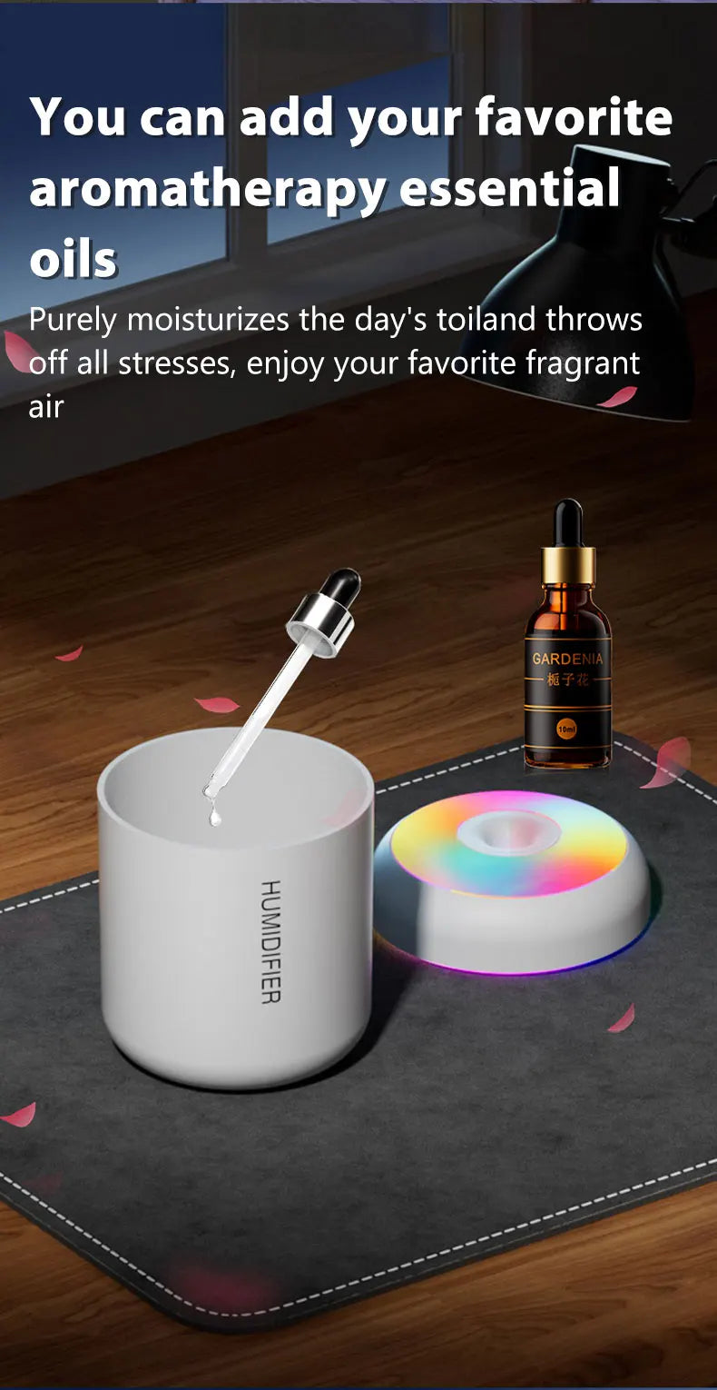 180ML Mini Air Humidifier USB Electric Aroma Diffuser Essential Oil Purifier Aromatherapy Mist Maker Lights For Car Home Bedroom