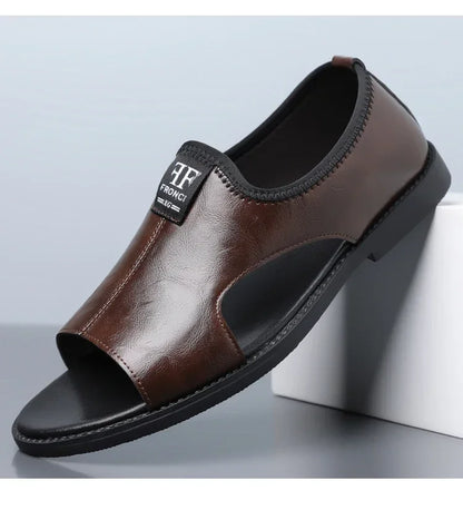 Men's Roman Sandals Summer Comfort Casual Soft Sole Slippers Anti-Slip Breathable Outdoor Slip-On Beach Shoes-HT2025