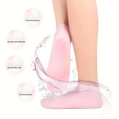 2 PCS Silicone Socks for Women, Soft Gel Moisturizing Foot Socks, Spa Socks for Softening Dry Feet, Cracked Heels Foot Care