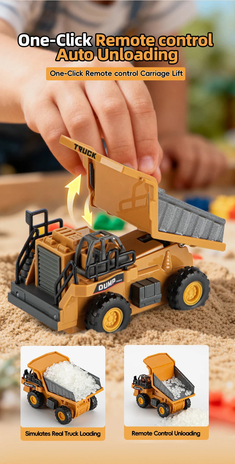 2026New Full-Scale Mini Excavator Tipper Truck 1:64 Remote Control Engineering Vehicle Mini Forklift Birthday Gift Toy RC Trucks