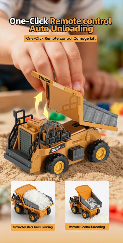 2026New Full-Scale Mini Excavator Tipper Truck 1:64 Remote Control Engineering Vehicle Mini Forklift Birthday Gift Toy RC Trucks