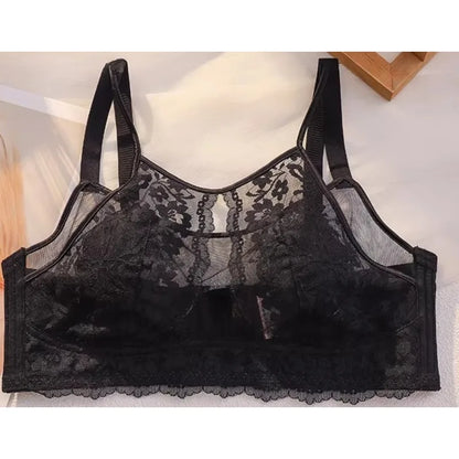 French Style Lace Strapless Bra For Women Large Bust Slimmer Minimizer Sexy Beautiful Back Soft Comfort Lingerie Size 34-44