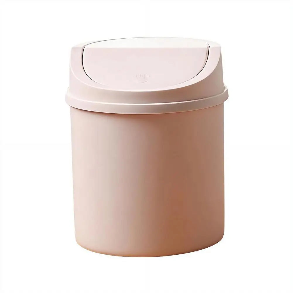 Mini Desktop Trash Can with Press-Top Lid Small Waste Bin for Office Desk & Bedroom Portable Space-Saving Trash Tube