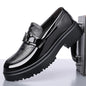 New Platform Shoes Loafers Shoes Men Thick-soled Wedding Shoes Black Formal Business Shoes Slip-on Leather Increase Casual Shoes