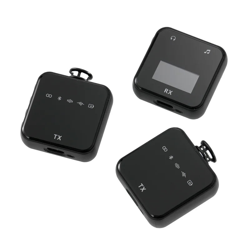 Wireless Lavalier Microphone System Bluetooth Audio Video Voice Recording Mic for iPhone Android Mobile Phone Interview Camera
