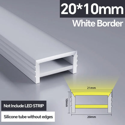 1M-10M LED Neon Rope Tube Soft Silicone Diffuser Channel Black/White Flexible Ribbon Strip Light for Recessed Channel