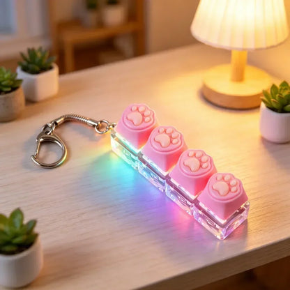 NEW LED Keyboard Keychain Fidget Toy Crystal Clicker Sensory Toy for Stress Relief Keyboard Keychain Fidget Gadget for Adults