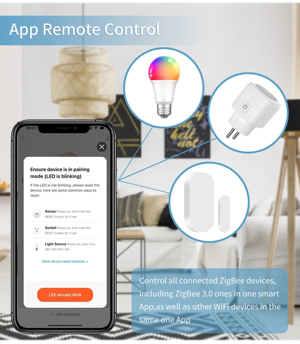 Bluetooth/ZigBee Tuya Smart Multi Mode Gateway WiFi Hub Bridge Smart Home Control Smart Life APP Voice Control Alexa Google Home