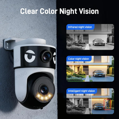 WiFi Dual Lens Dual Screen Camera 5K 10MP Waterproof AI Tracking O-kam Pro Outdoor Street CCTV Surveillance Cam