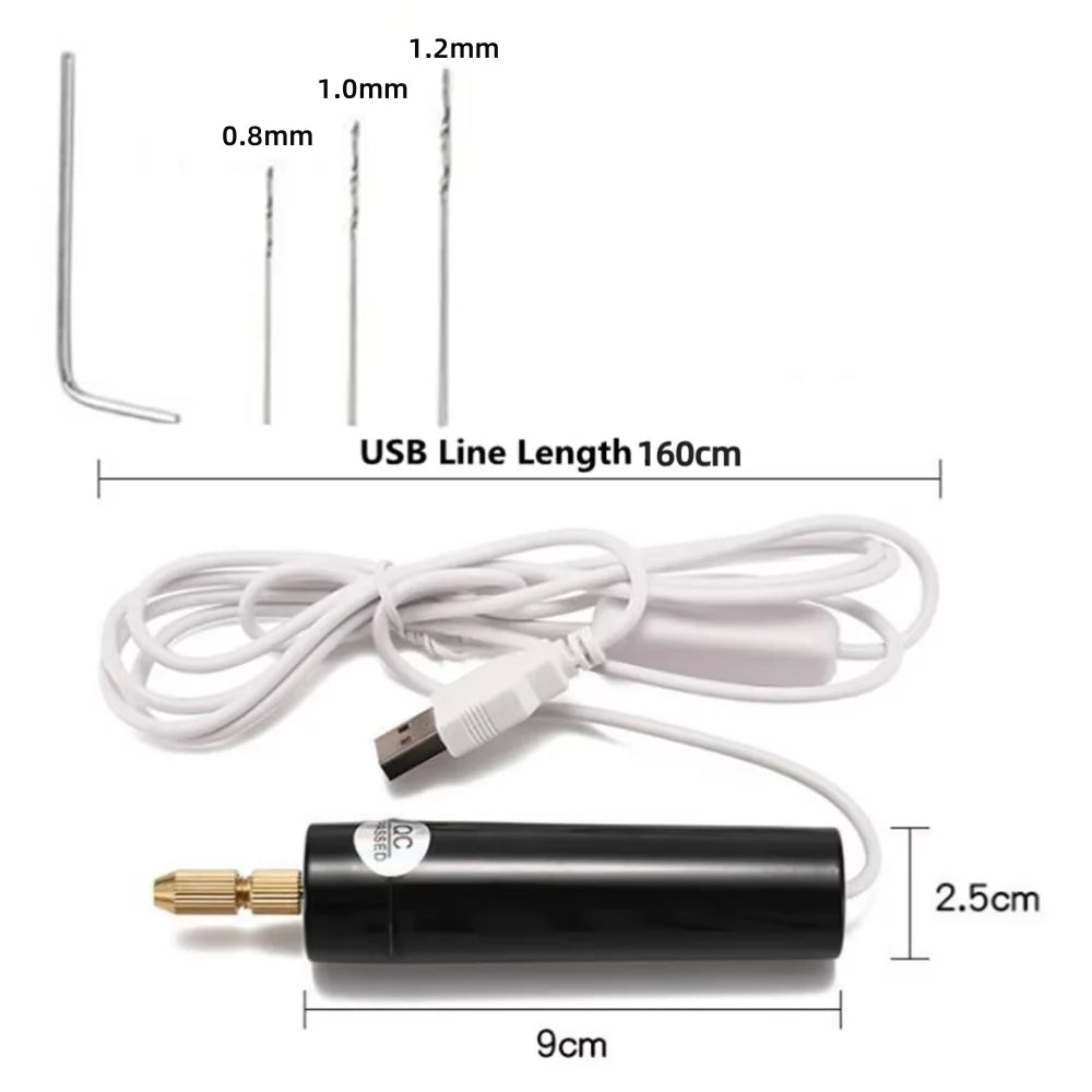 Handheld Mini Electric Drill USB DIY Tool for Epoxy Resin Jewelry Making Wood Craft Engraving Pen