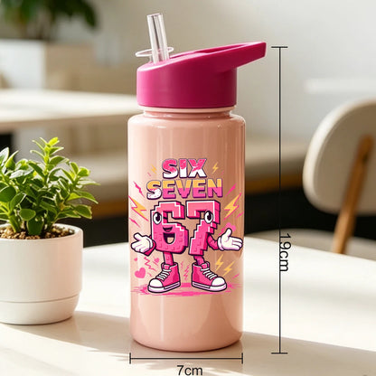 1 Piece 500ml (17 fl oz) 67 Printed Straw Cup, Summer Water Bottle, BPA Free, Portable Sports Outdoor Cup, Perfect Holiday Gift
