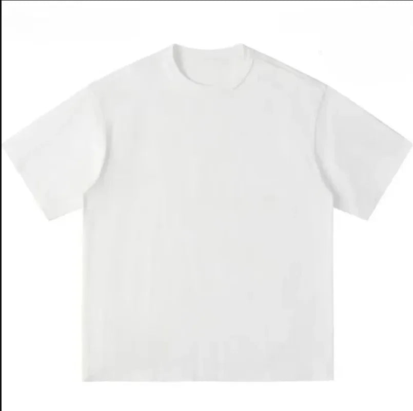 300g Thick Combed Cotton Round Neck T-shirt, Solid Color Loose Fit Simple and Casual Basic Style Suitable for Both Men and Women