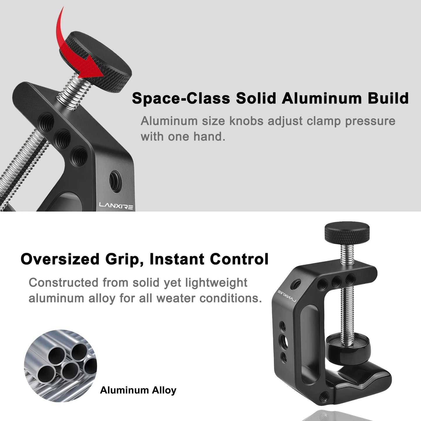 Lanxire C Clamp Camera Mount Clamp with 1/4" Screw Mini Ball Head for Camera, Gopro, Insta360, Flash Light, Monitor, Microphone
