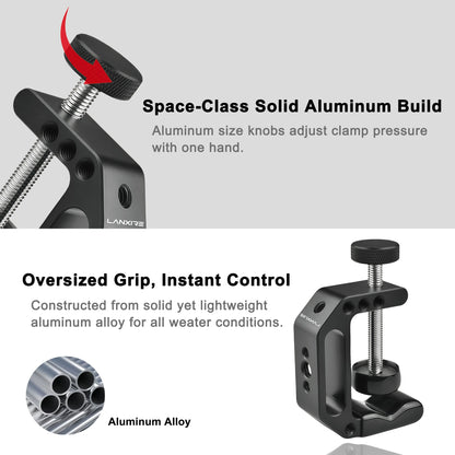 Lanxire C Clamp Camera Mount Clamp with 1/4" Screw Mini Ball Head for Camera, Gopro, Insta360, Flash Light, Monitor, Microphone