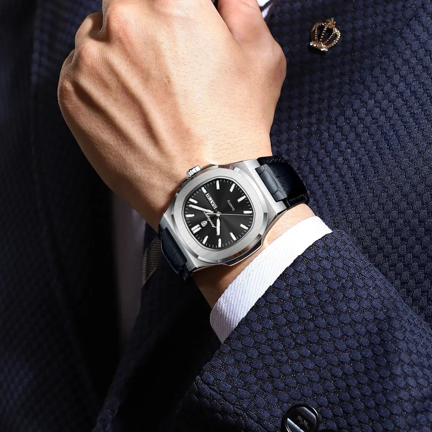POEDAGAR Fashion Wristwatch For Boyfriend Luminous Waterproof Week Calendar Business Couple Watches Leather Luxury Men's Watches