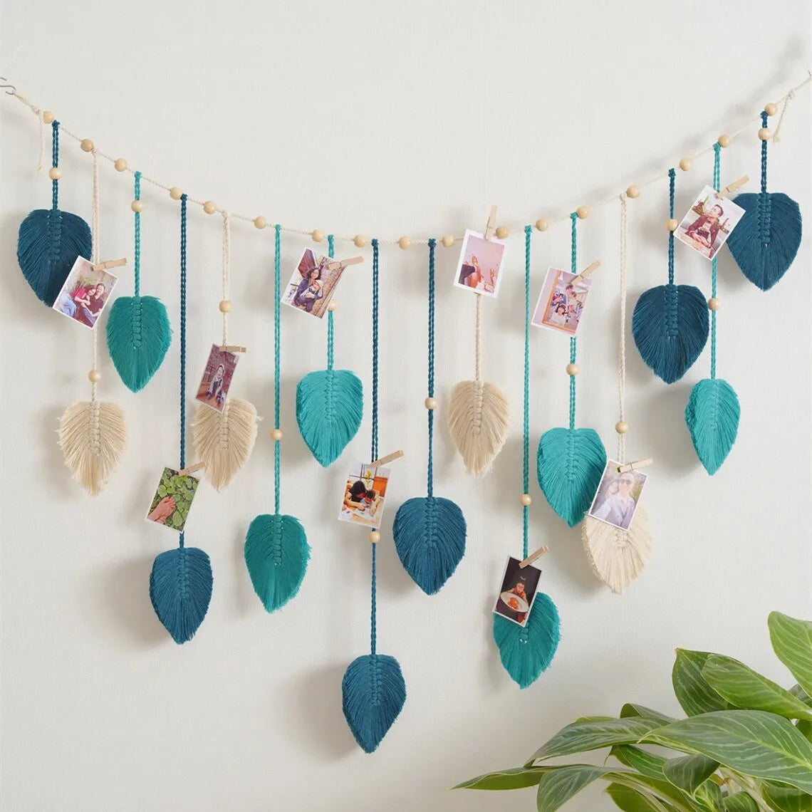 Handmade Woven Leaf Macrame Hanging Ornament Bohemian Cotton Rope Woven Walls Hanging Decoration For Bedroom Living Room Wall
