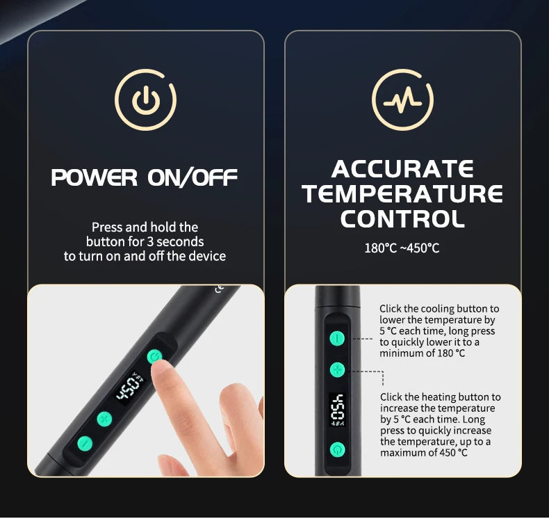 New Cordless USB Soldering Iron 1100mAh Rechargeable Digital Display Adjustable Temperature Portable Welding Iron Kit with 3 Tip
