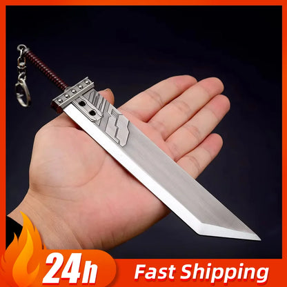 22cm Buster Sword Fantasy Game Weapon Cloud Strife Game Metal Sword Weapon Model Home Ornament Samurai Karambit Knafe Crafts Toy