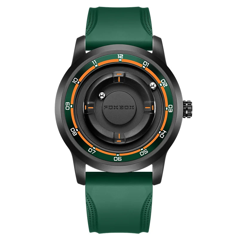 FOXBOX Watch Planet Design Fashion Floating Magnetic Pointer Free Ball Bearing Creative Simple Waterproof Quartz Watch for Men