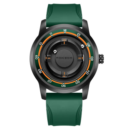 FOXBOX Watch Planet Design Fashion Floating Magnetic Pointer Free Ball Bearing Creative Simple Waterproof Quartz Watch for Men