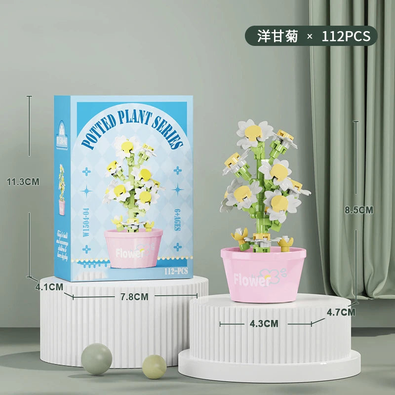 Bouquet Flower Mini Diy Building Block Toys for Children Bricks Blocks for Adults Constructor Micro Bricks Construction Set Gift