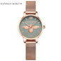 Hannah Martin 2023 New Women Luxury Watch Rose Gold 31mm Classic Casual Girl Dress Watch Bracelet Set 3D Engraved Bee Dial Clock