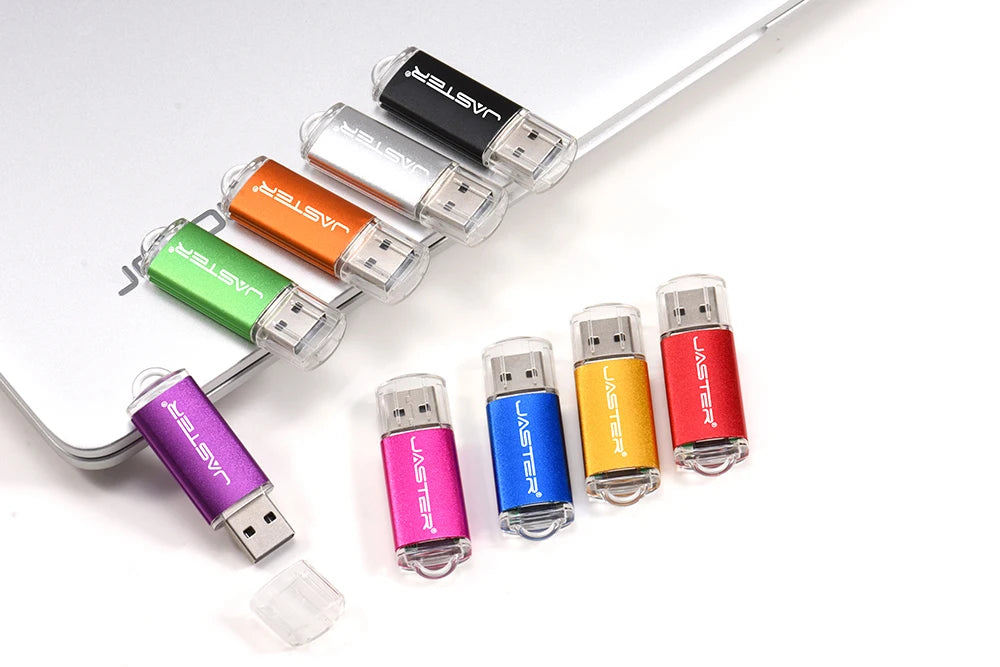 JASTER Nowy pendrive USB 2.0 64GB z brelokiem 32GB 16GB 8GB 4GB pamięć flash 9 kolorów Kreatywny dysk U do laptopa