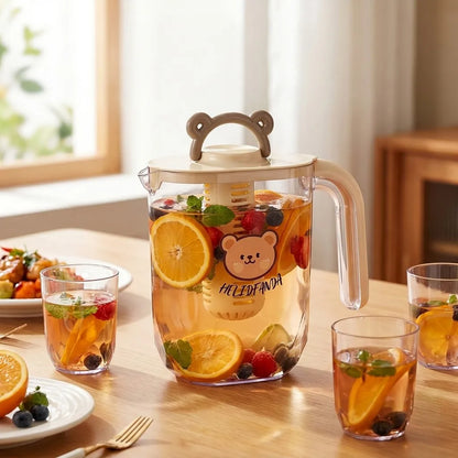 2200ml Large Capacity Plastic Water Jug Water Carafe Cold Drink Container Juice Jar Pitcher with Lid and Tea Filter