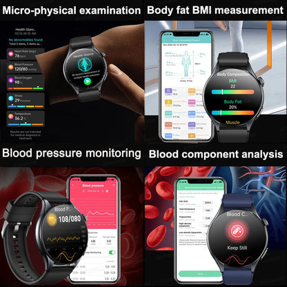 2026New Smart Watch For Men Micro-examination Health Blood pressure Uric Acid ECG+PPG Fitness Tracker Clock Smartwatch Women Men