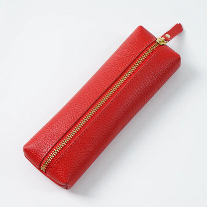 Custom Name Cow Leather Pencil Case Luxury Zipper Business Office Storage Bag Student Pen Bag Personalized Cosmetic Bags Gift
