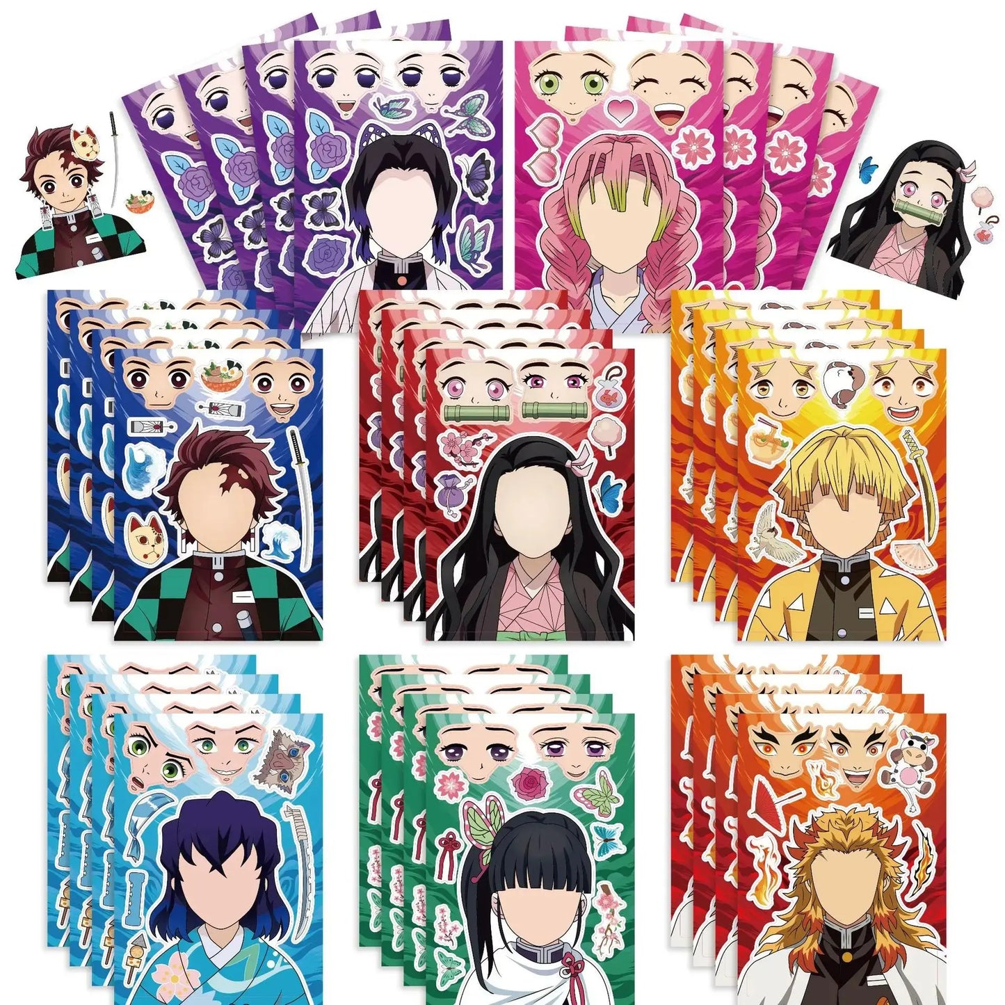 Anime Demon Birthday Theme Gifts Bags Keychain tattoo sticker Demon Slayer Candy Bags Packaging Giveaway Party Favors Gifts Supp