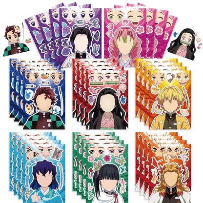 Anime Demon Birthday Theme Gifts Bags Keychain tattoo sticker Demon Slayer Candy Bags Packaging Giveaway Party Favors Gifts Supp