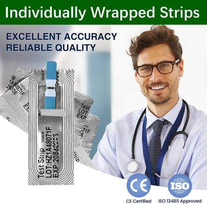 Blood Glucose Meter With Individually Wrapped Glucose Test Strip Glucometer Kit Blood Sugar Monitor for Diabetes Fast Result