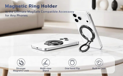 Magnetic Phone Holder Stand for Magsafe Lightweight Phone Finger Ring Snap Grip Kickstand Accessories for iPhone 17 16 15 14 13