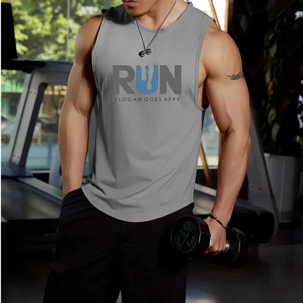 2026 Summer New Fashionable Printed Sleeveless T-shirt for Men's Sports Training Basketball Tank Top Loose Quick Drying