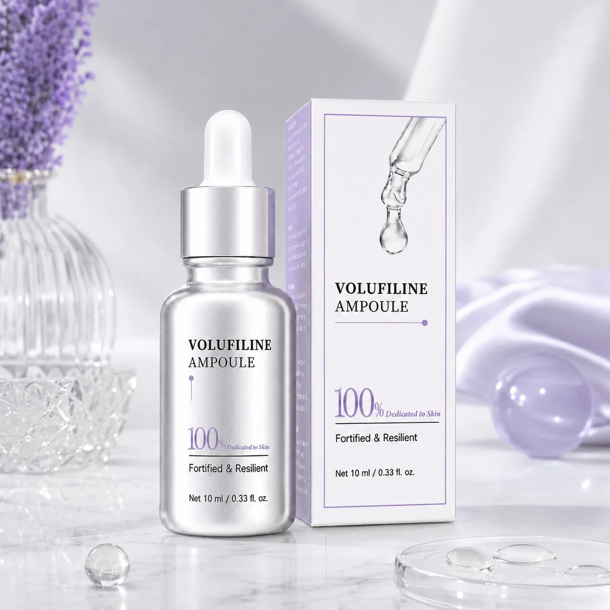 100% Pure Volufiline Plumping Ampoule Serum, Skin Care Essential for Facial Volume & Even Skin Tone, Fast-Absorbing Hydrating
