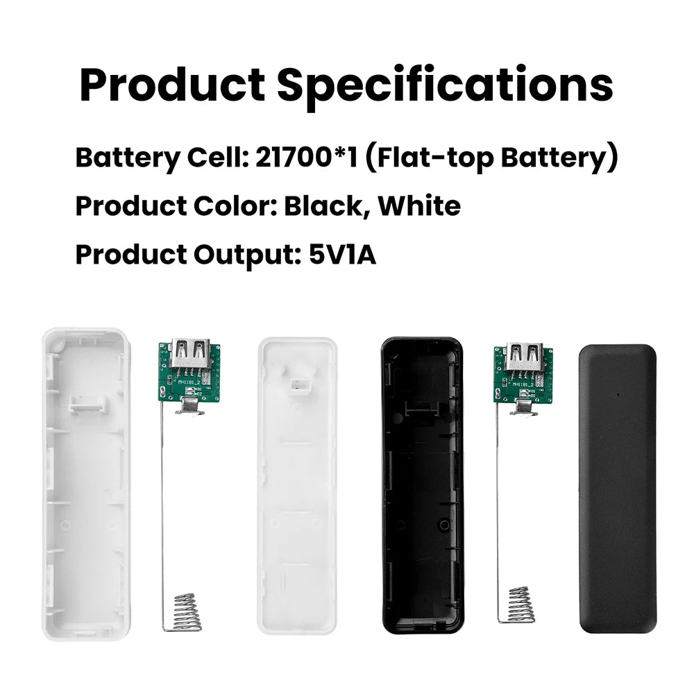 Welding-free 1-cell 21700 Mini Battery Power Bank Case 21700 Battery Box DIY Mobile Power Supply Box Kit Not Including Batteries