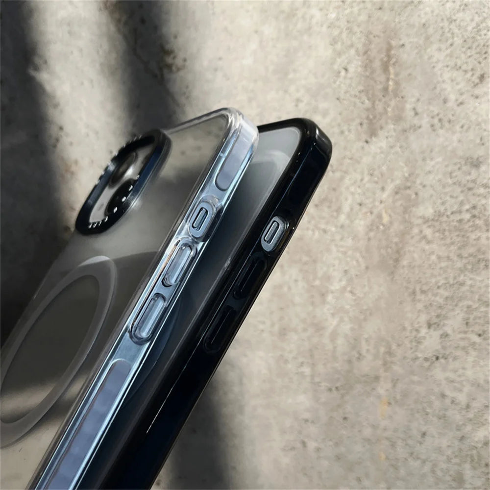 Acrylic Black Border For MagSafe Phone Case For iPhone 18 17 Pro Max 16 15 14 13 12 Pro Max Magnetic Customizable Patterns Cover