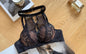 Luxury French Lace Halter Bra Small Chest Push-Up Sheer Bralette Seductive Allure Black Lingerie Set Wire-Free Comfort MOYISU AB
