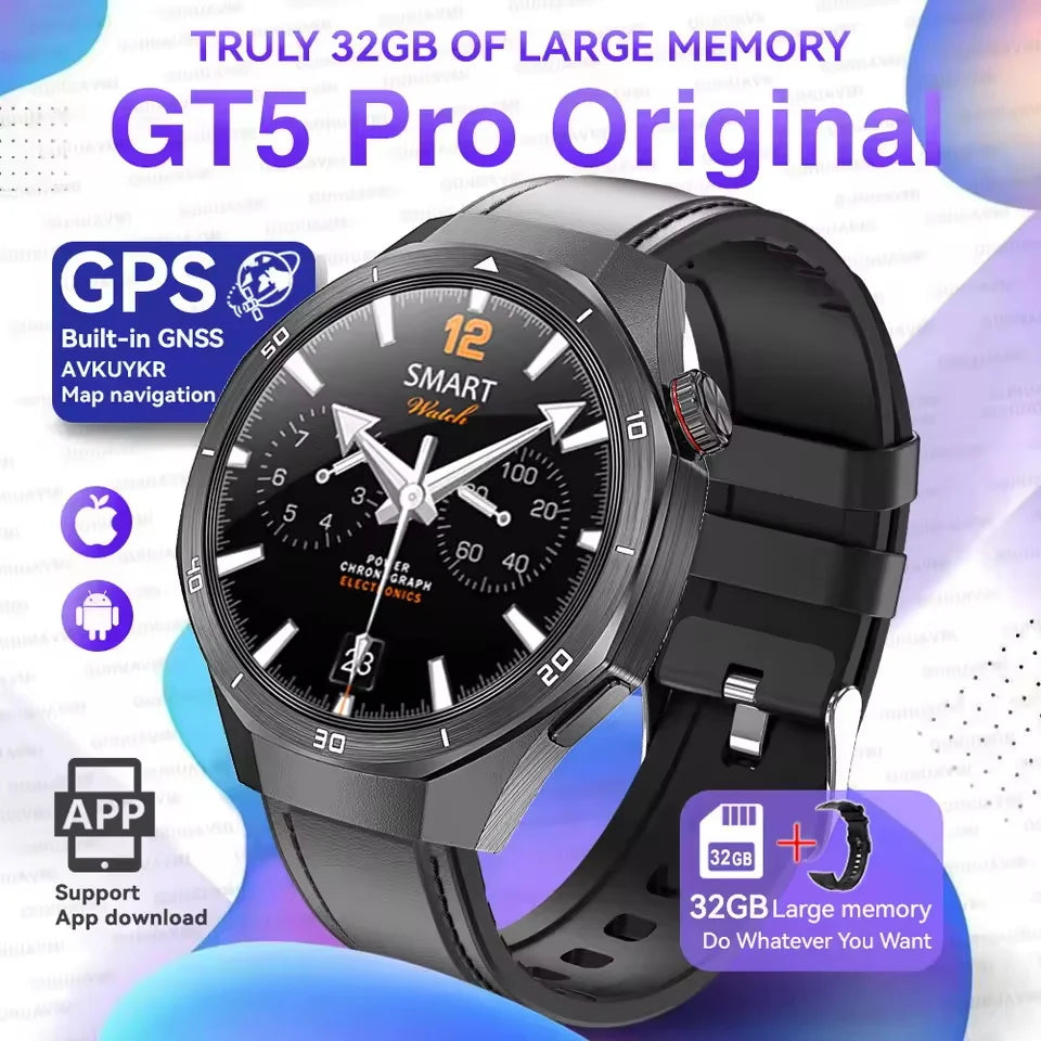 2025 NEW Fashion Men 32GB Big Memory SmartWatch APP Download TWS 3D Menu GPS Navigation Video Play Motion HD Call Watch GUHUAVMI