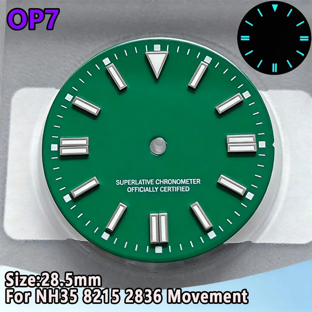 28.5mm NH35 Watch Dial Luminous Dials Single Calendar Dial Suitable For NH35 Movement Can Support DIY Dial Customization Logo