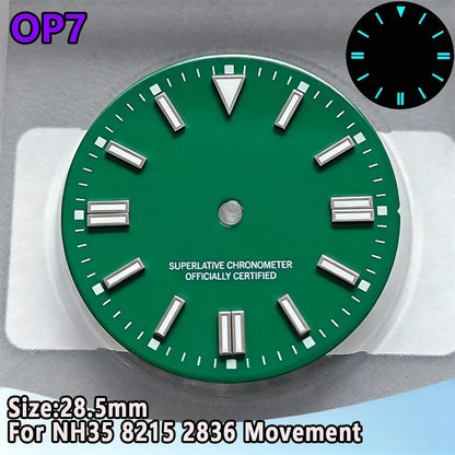 28.5mm NH35 Watch Dial Luminous Dials Single Calendar Dial Suitable For NH35 Movement Can Support DIY Dial Customization Logo