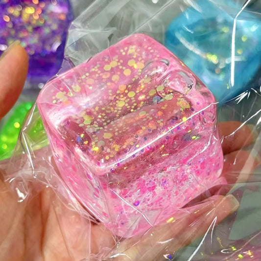 Maltose Cube Stress Squeeze Toy Decompression Small Ice Cubes Anti Stress Slow Rebound Polar Light Colorful Squeeze TPR Block