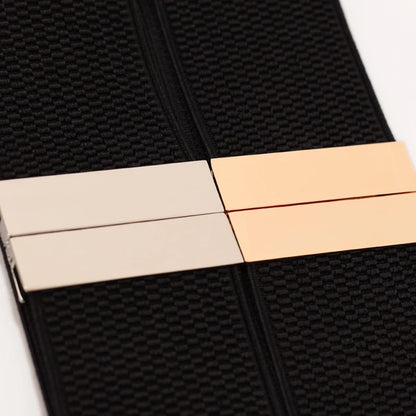 Fashion Women Elastic Band Wide Belts Simple Down Coat Waist Belt Female Buckle Black Strap Dress Decoration Accessories Ladies