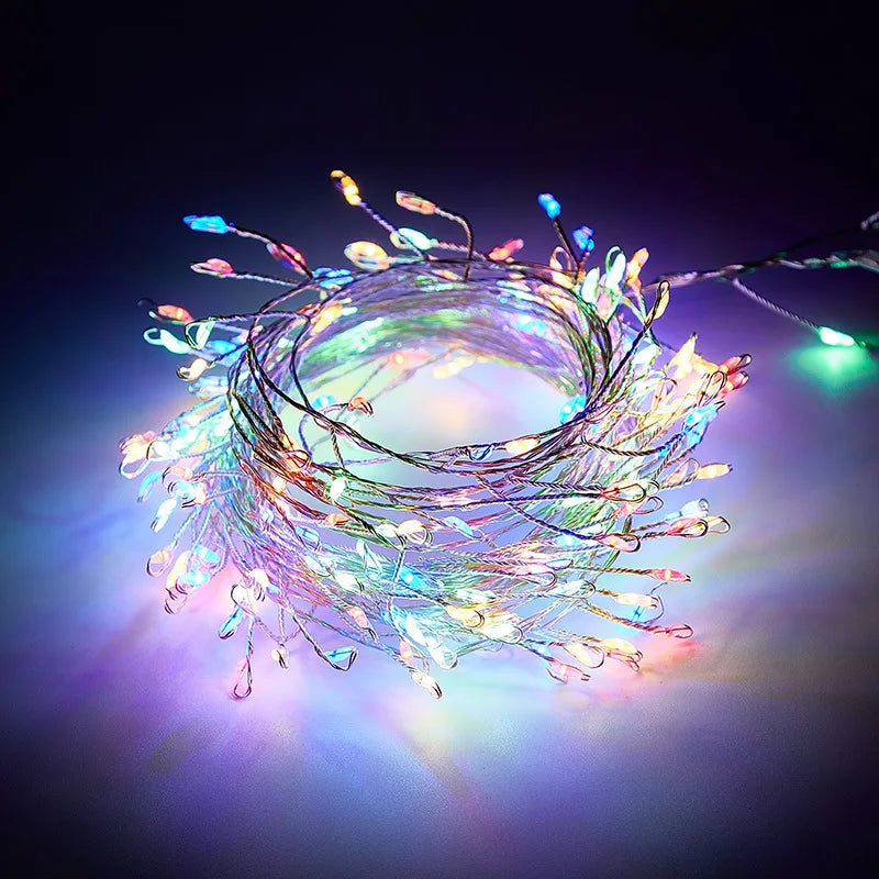 USB Power LED Firecracker String Lights Remote Control Garland Fairy Lights for Wedding Party Garden Plants Christmas Decoration