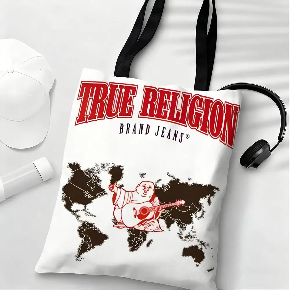 True Religion Storage Bags Lightweight Eco Friendly Fashionable Multi Purpose Large Capacity Canvas Shoulder Tote